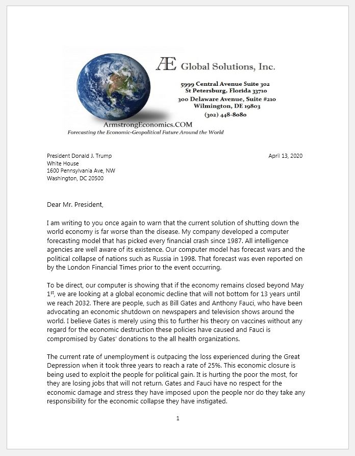 Letter to President Trump - Send it Everywhere You Can